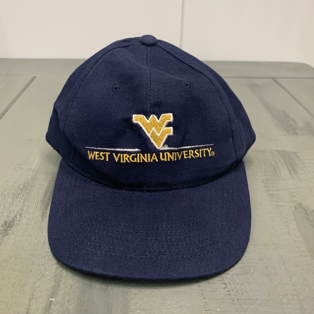 Vintage West Virginia Mountaineers Hat Blue Cap Headmaster Strapback WVU